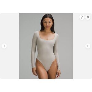 Lululemon Ultra-Soft Nulu Square Neck LS Bodysuit  in Riverstone Size L NWT
